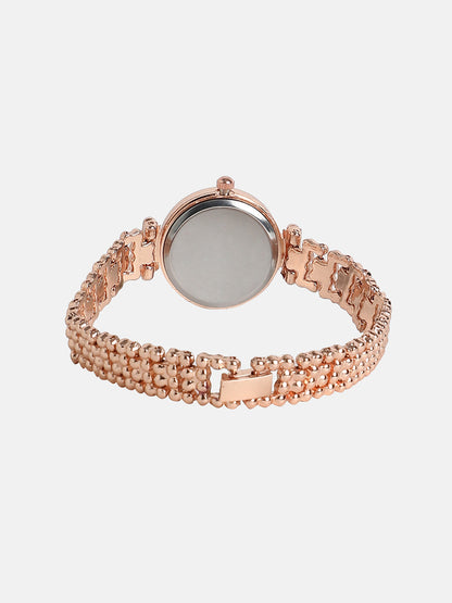 The Embellished Dotted Round Watch - Rose Gold