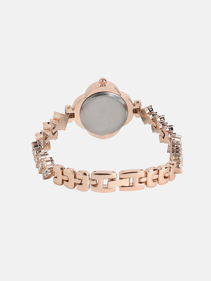 The Embellished Clover Watch - Champayne Gold