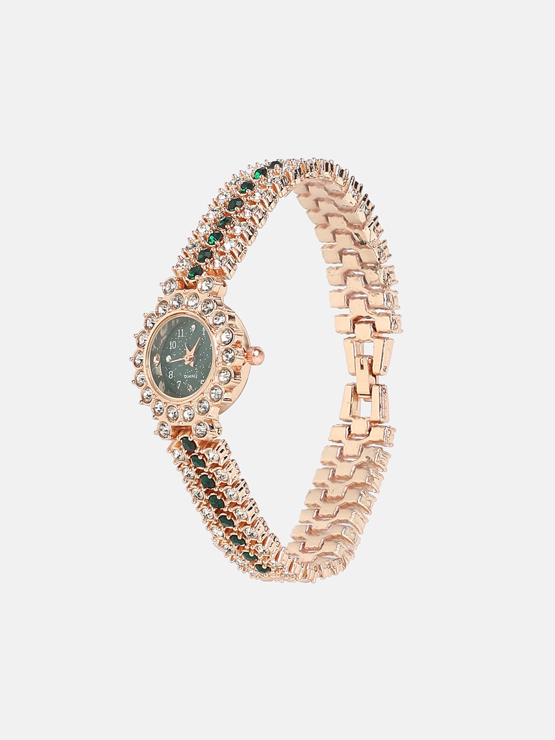 The Sleek Block Round Watch - California Gold:Emerald Green