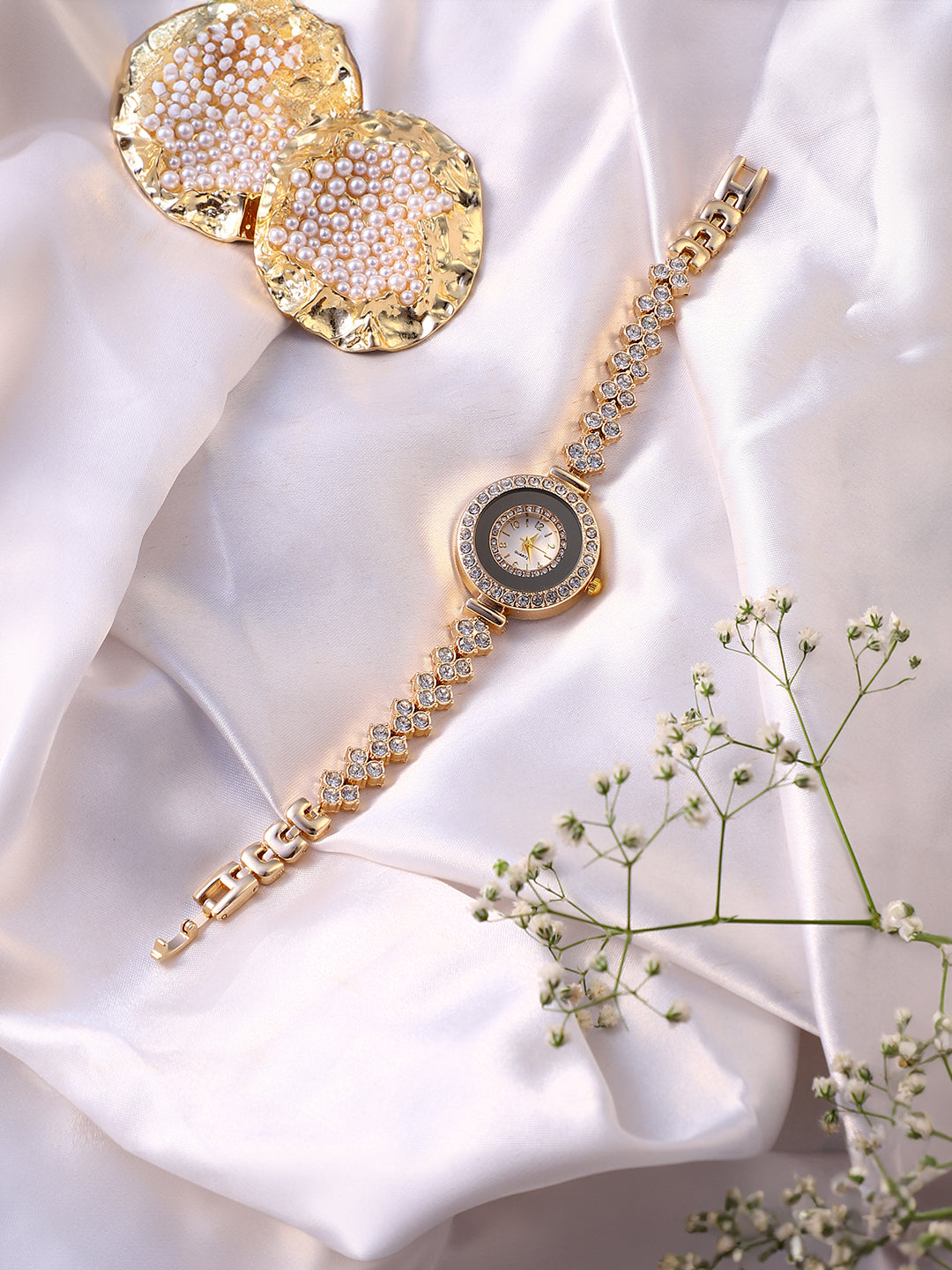 The Opulent Block Round Watch - Champayne Gold