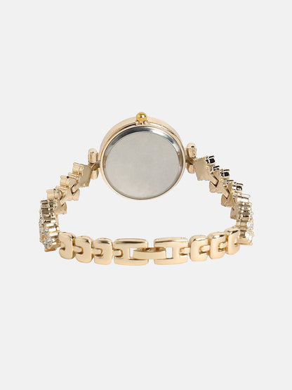 The Opulent Block Round Watch - Champayne Gold