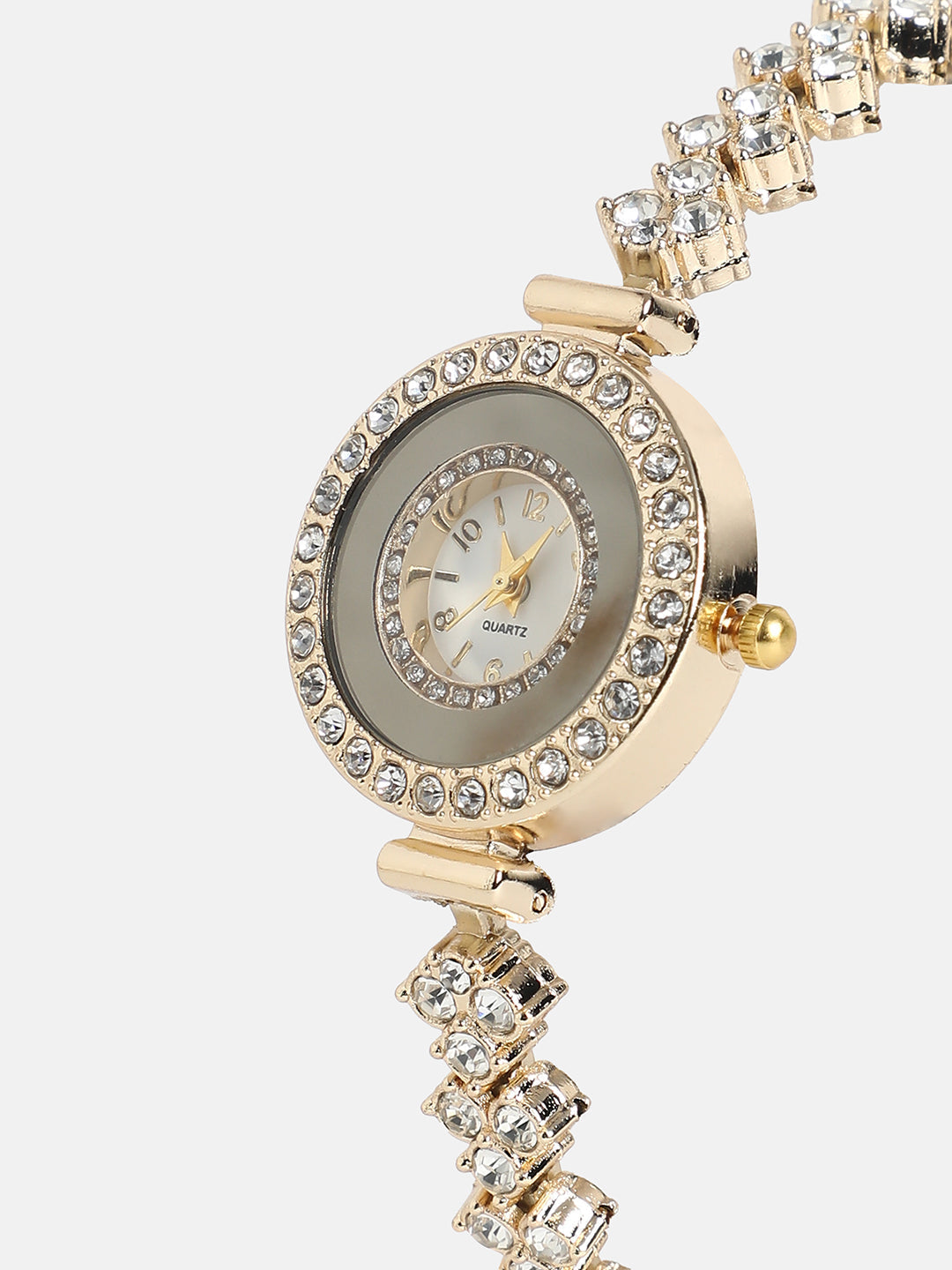 The Opulent Block Round Watch - Champayne Gold