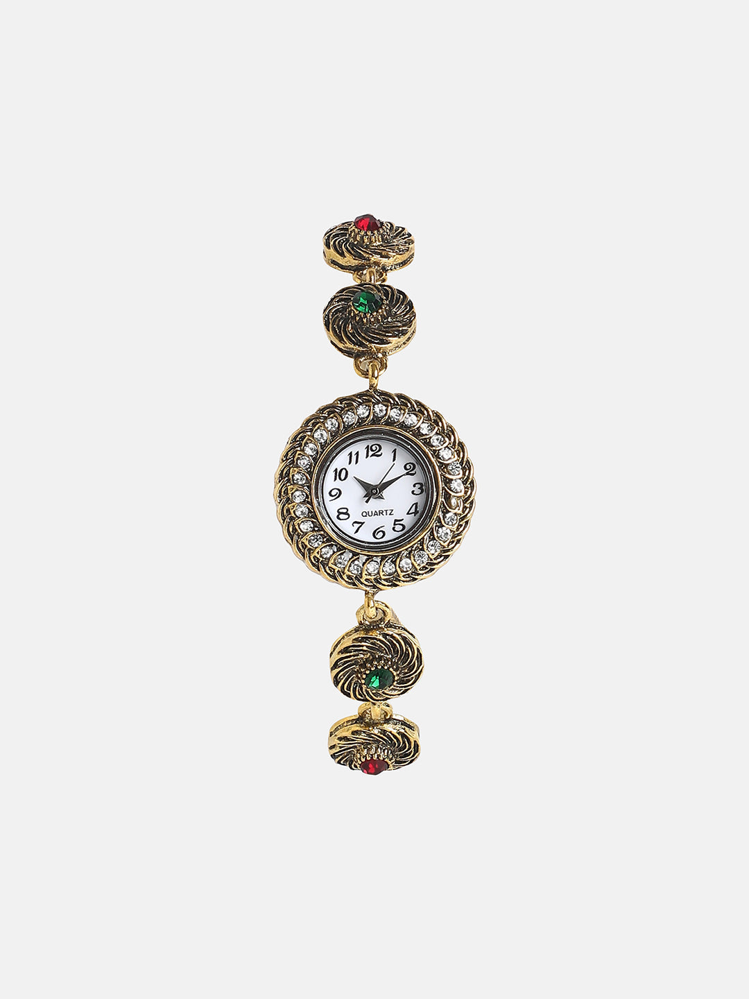 The Stone Swirl Round Watch - Antique Gold