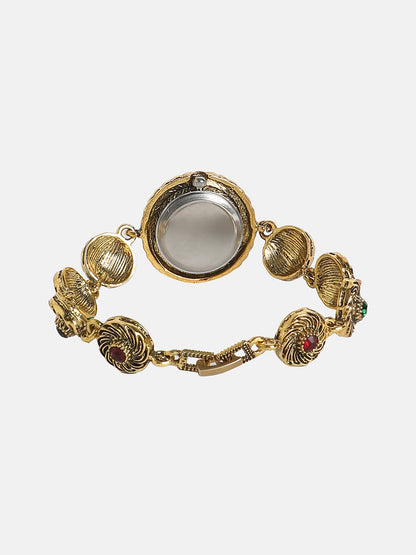 The Stone Swirl Round Watch - Antique Gold