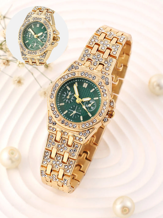 The Geneva H-Link Round Watch - Emerald Green