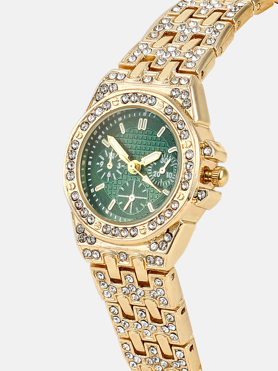 The Geneva H-Link Round Watch - Emerald Green