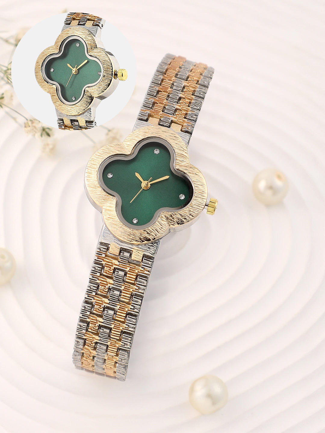 The Dented Clover Watch - Emerald Green