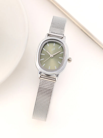 The Cosmopolis Mesh Rectangular Watch - Olive Green