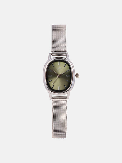 The Cosmopolis Mesh Rectangular Watch - Olive Green