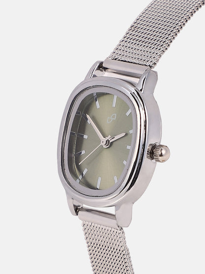 The Cosmopolis Mesh Rectangular Watch - Olive Green