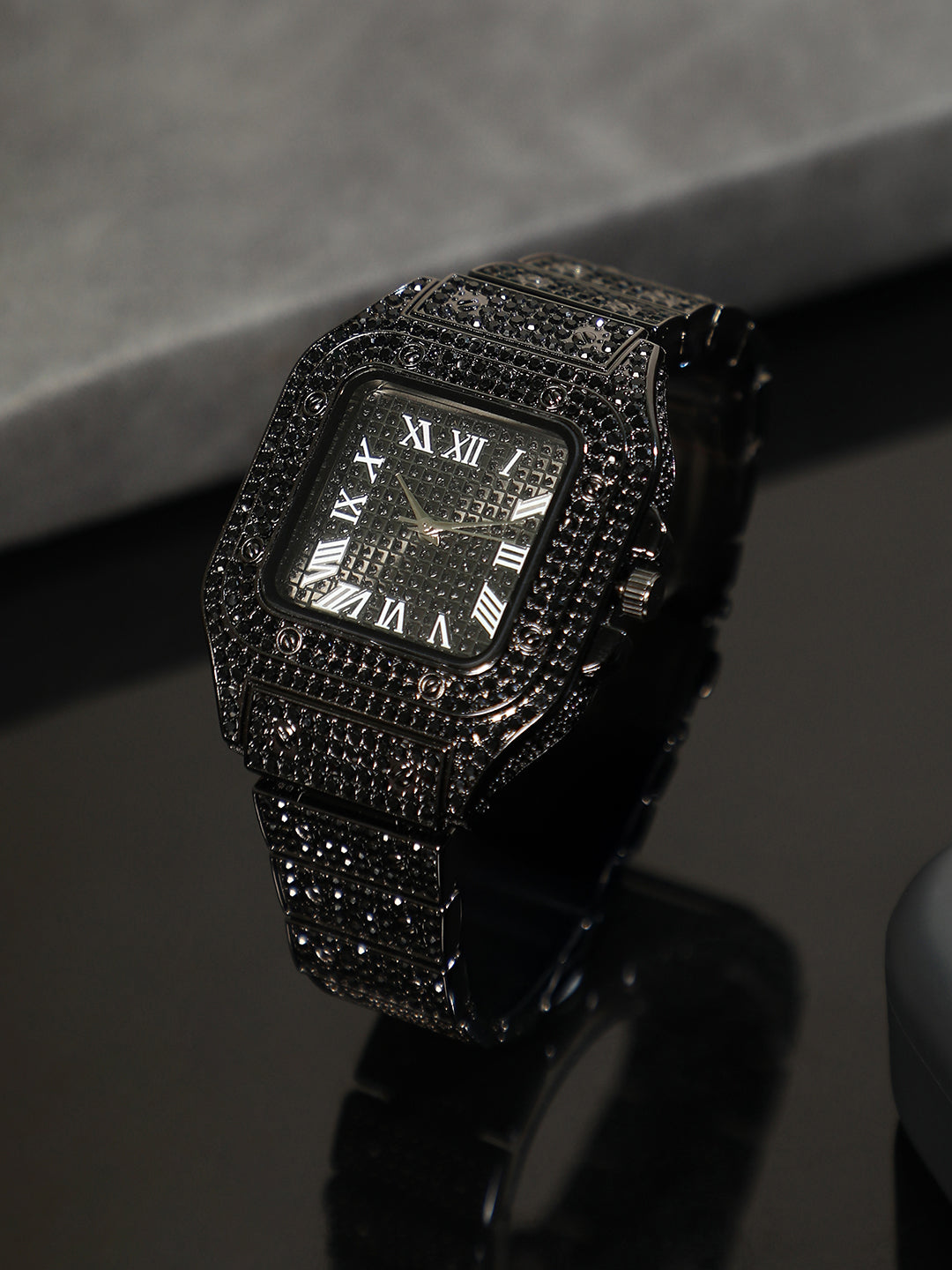 The Bijou Roman Square Watch - Midnight Black