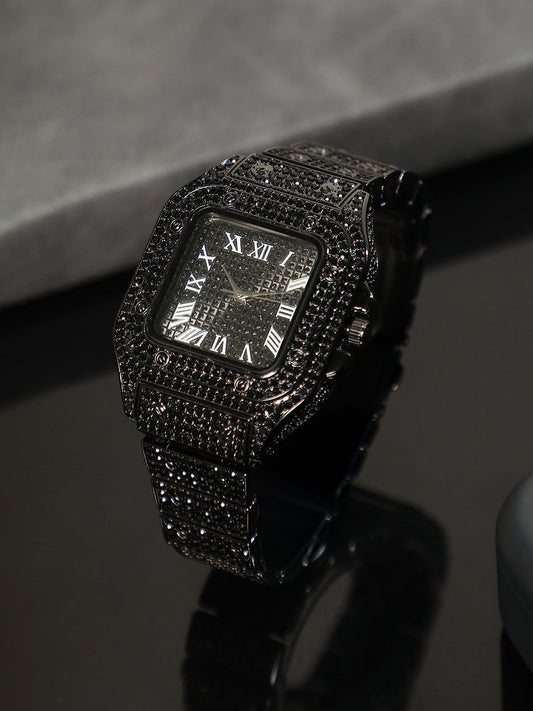 The Bijou Roman Square Watch - Midnight Black