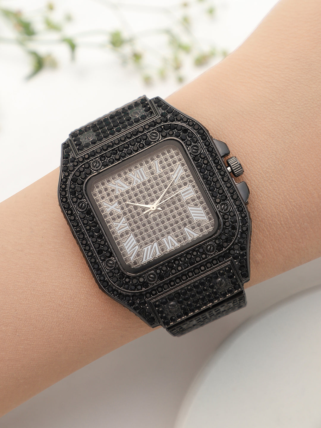 The Bijou Roman Square Watch - Midnight Black