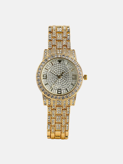 The All-Over-Bijou Round Watch - California Gold & Metallic Silver