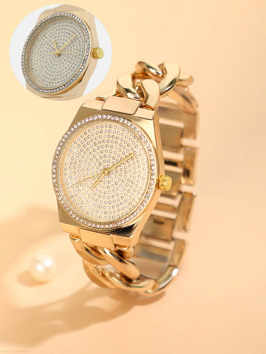 The Supernova Chunkylink Cushion  Watch - California Gold