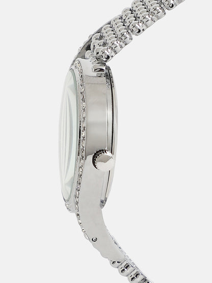The Roman Dotted-Swirl Round Watch - Metallic Silver
