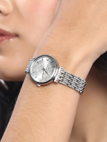 The Noe Round Watch - Metallic Silver