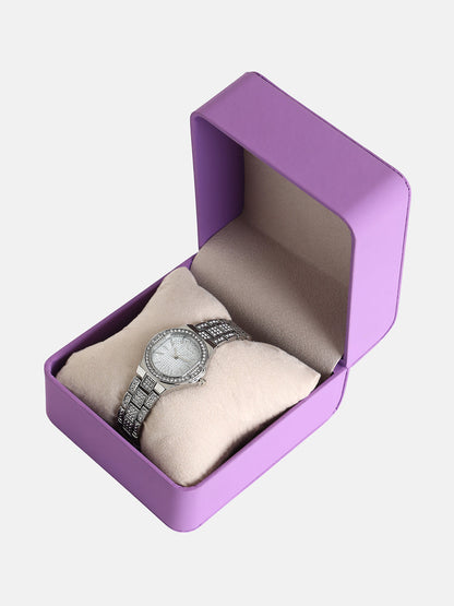 The Helios Cushion Watch - Metallic Silver