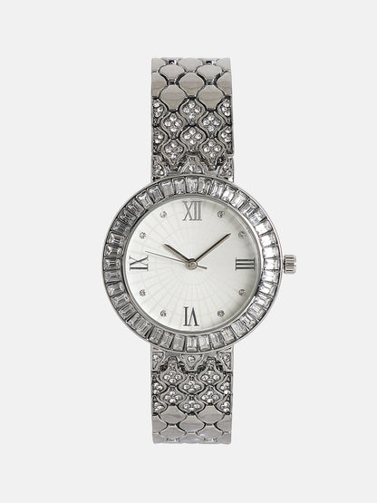 The Bijou Ophidian Round Watch - Metallic Silver
