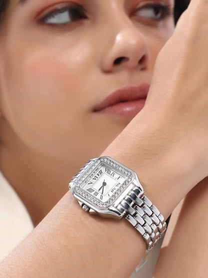 The Solene Square Watch - Metallic Silver