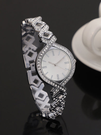 The Bijou Braided Round Watch - Metallic Silver