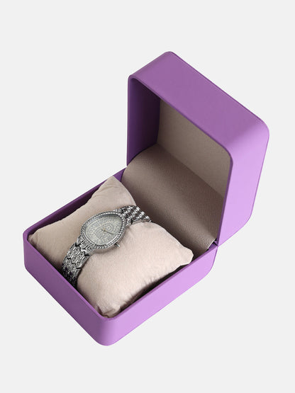 The Ophidian Gem Oval Watch - Metallic Silver