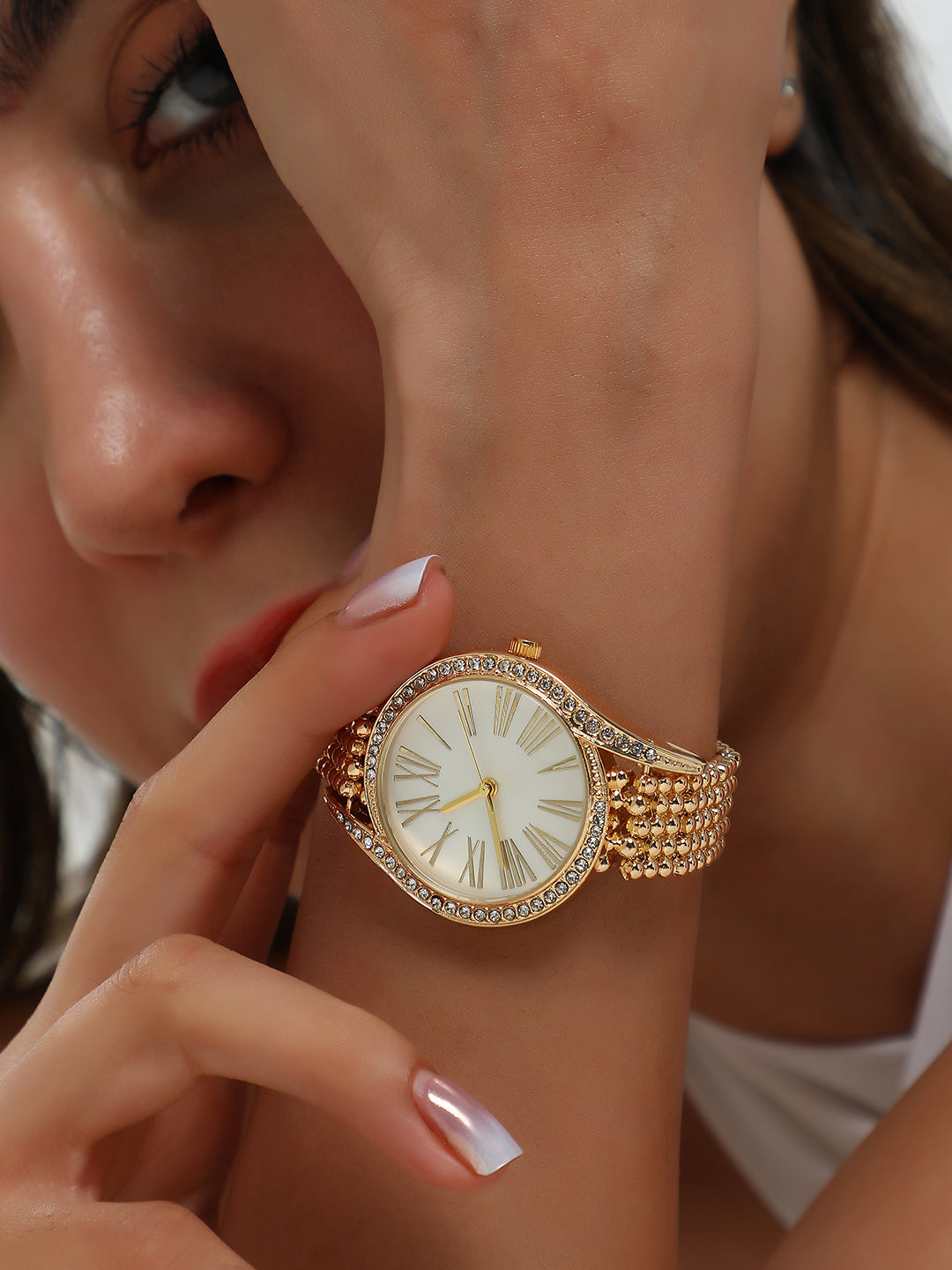 The Roman Dotted-Swirl Round Watch