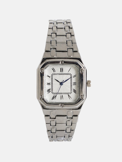 The Torque Roman Square Watch - Metallic Silver