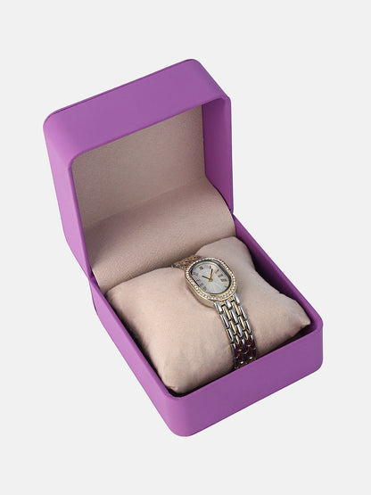 The Vivienne Roman Oblong Watch - Metallic Silver & California Gold