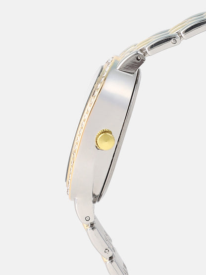 The Slim Torque-Roman Asymmetric Watch - Metallic Silver & California Gold