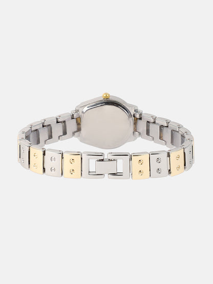 The Slim Torque-Roman Asymmetric Watch - Metallic Silver & California Gold