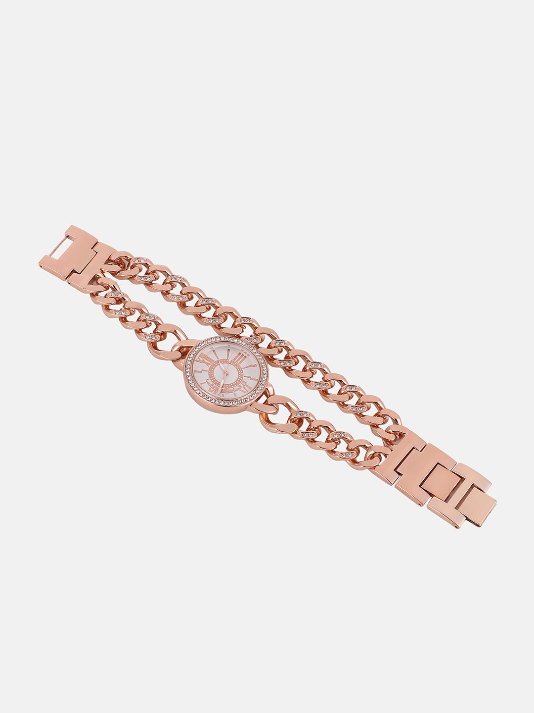 The Dual-Chainlink Roman Round Watch - Rose Gold