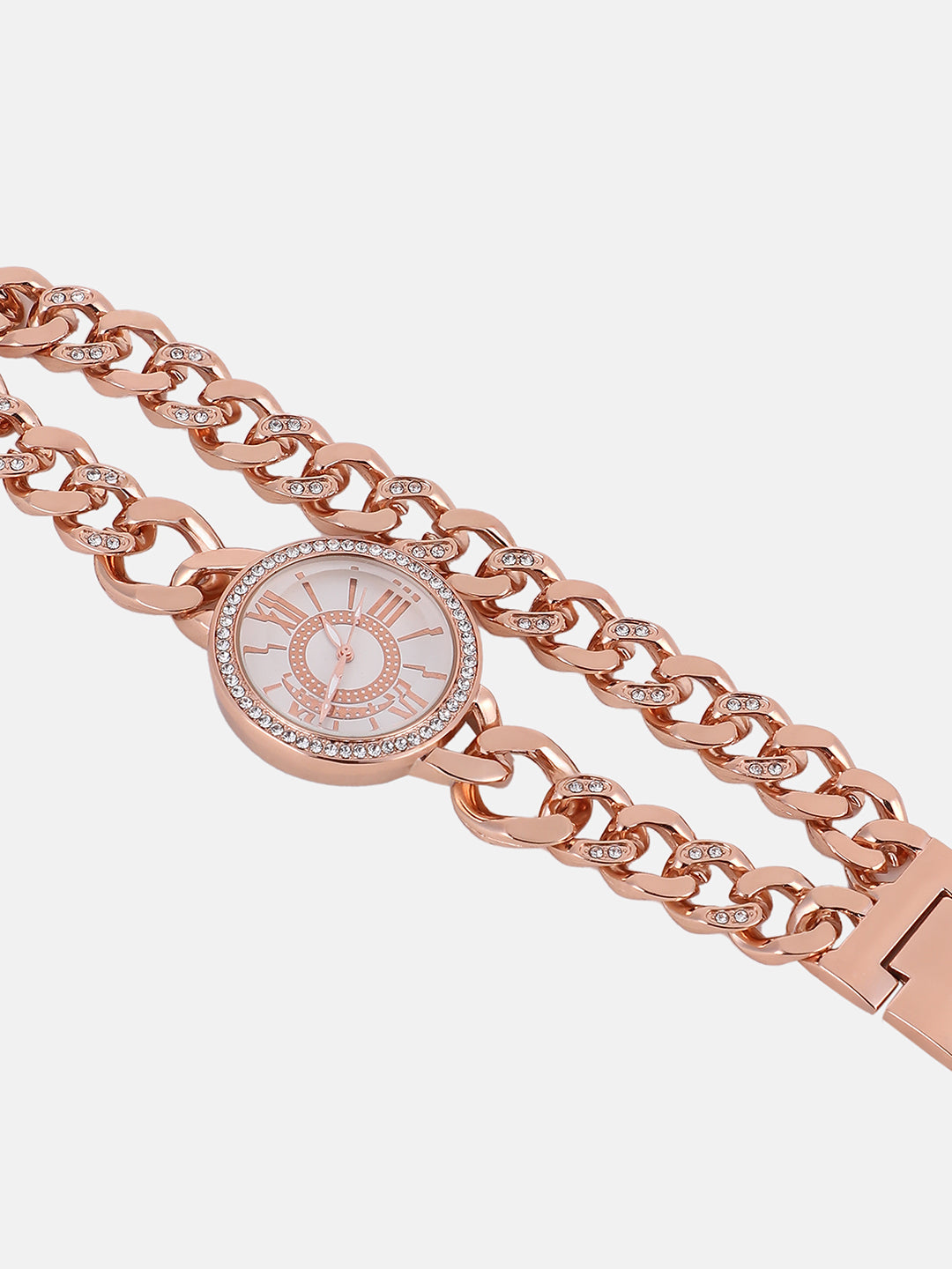The Dual-Chainlink Roman Round Watch - Rose Gold
