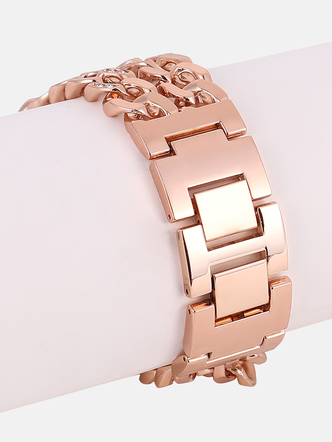 The Dual-Chainlink Roman Round Watch - Rose Gold