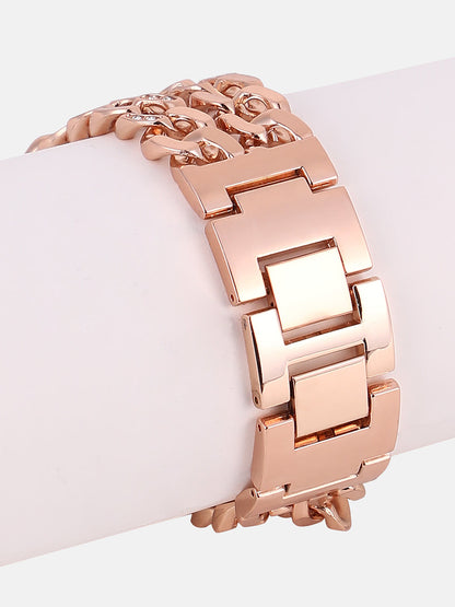 The Dual-Chainlink Roman Round Watch - Rose Gold