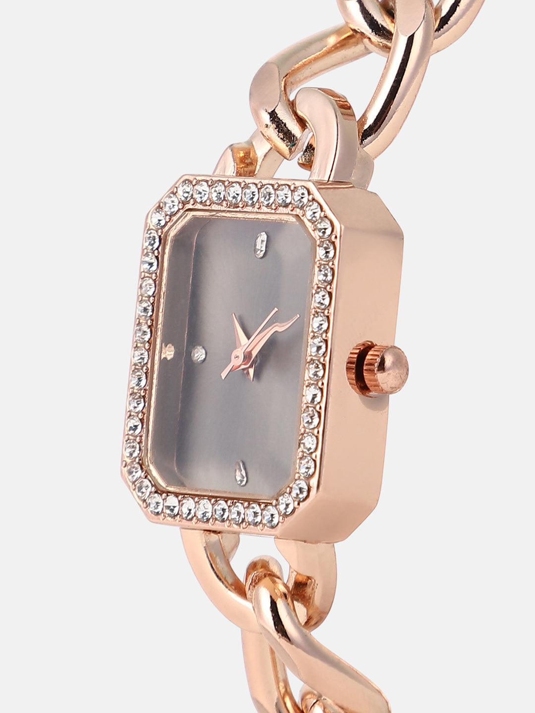 The Chainlink Gem Rectangular Watch - Rose Gold