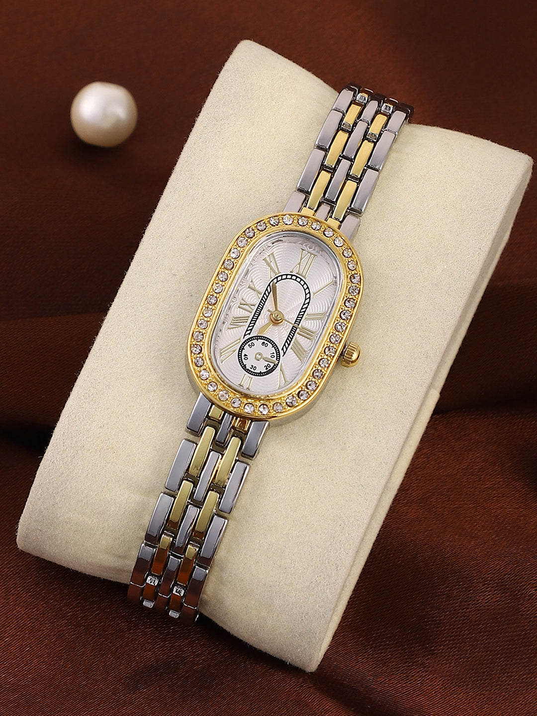 The Slim Vivienne Two-Dial Oblong Watch - Metallic Silver & California Gold