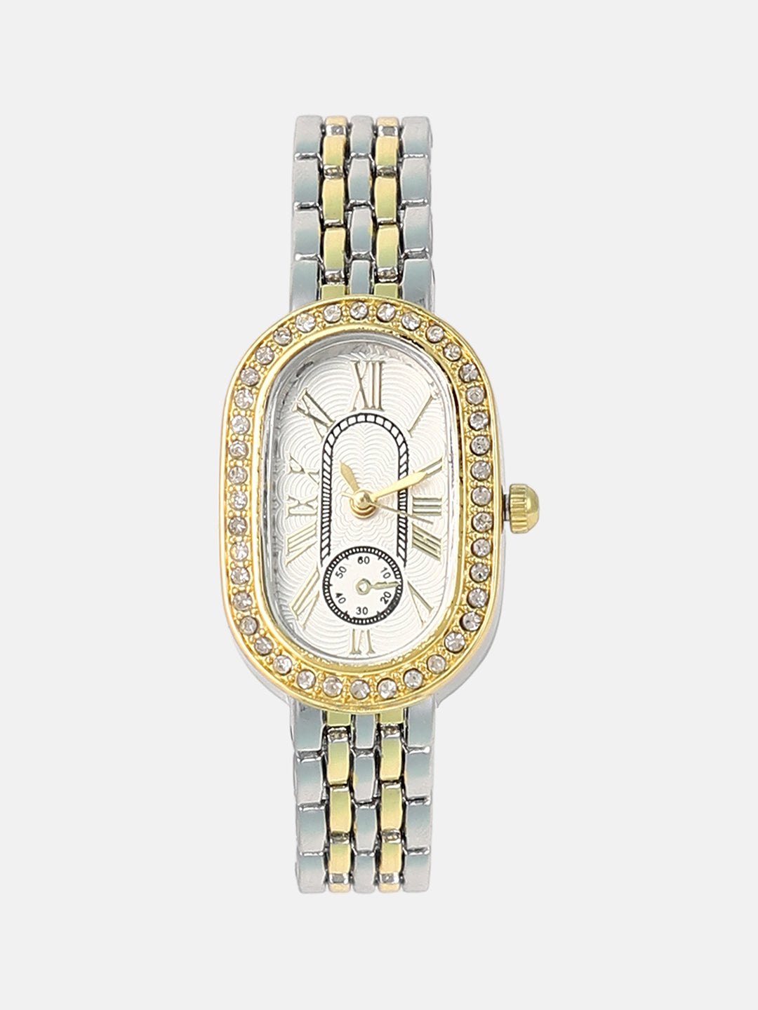 The Slim Vivienne Two-Dial Oblong Watch - Metallic Silver & California Gold