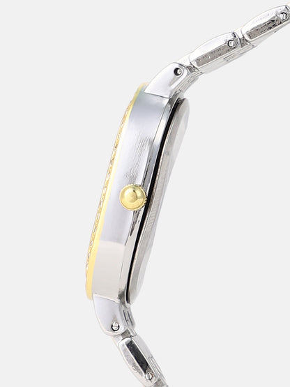 The Slim Vivienne Two-Dial Oblong Watch - Metallic Silver & California Gold