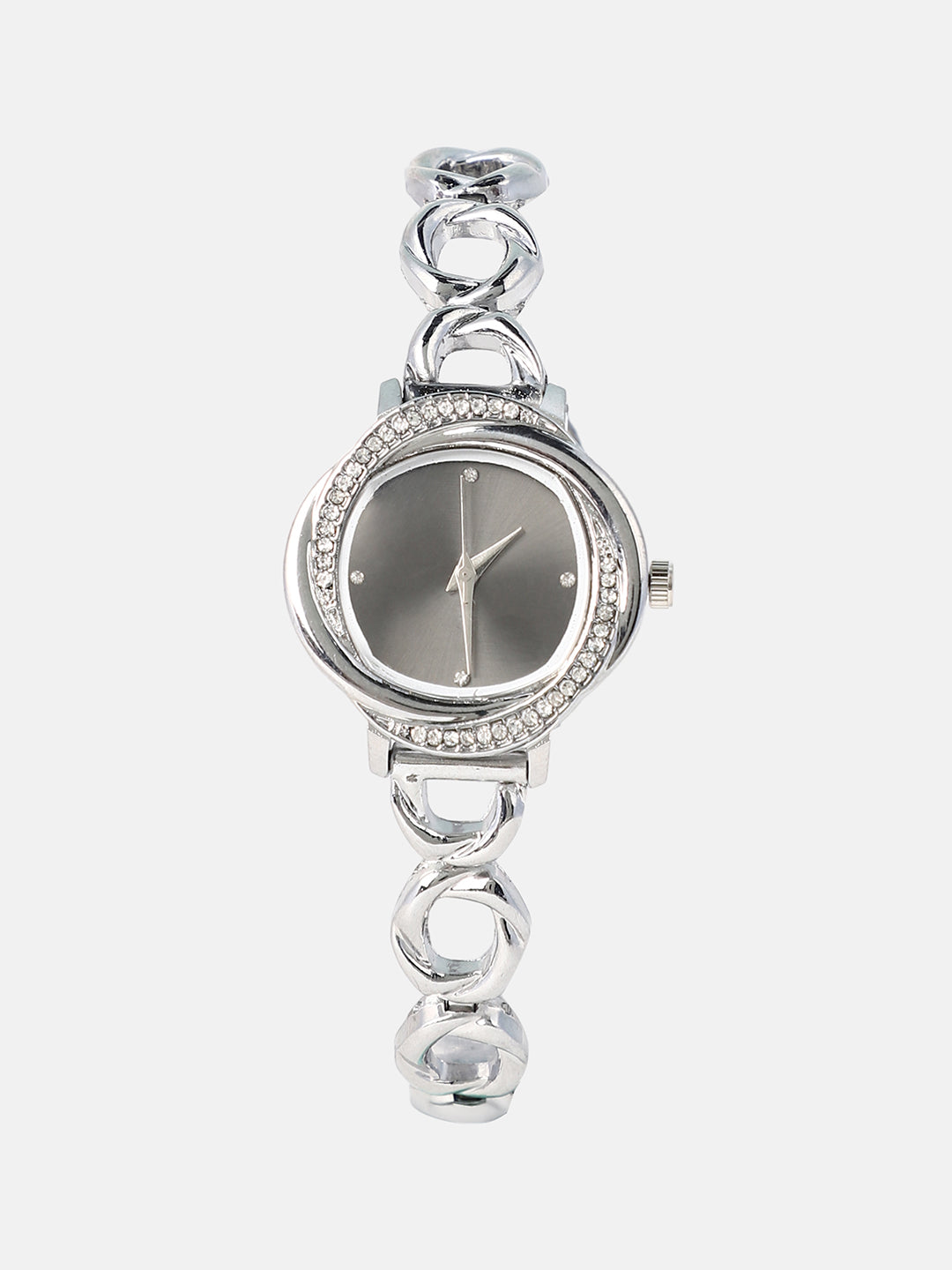 The Luraith-Gem Round Watch - Metallic Silver