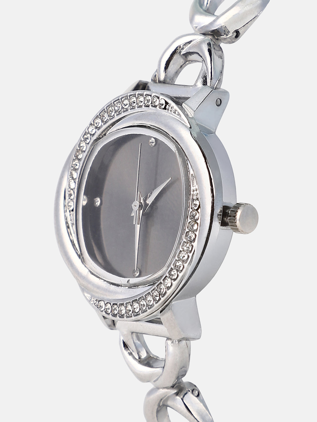 The Luraith-Gem Round Watch - Metallic Silver