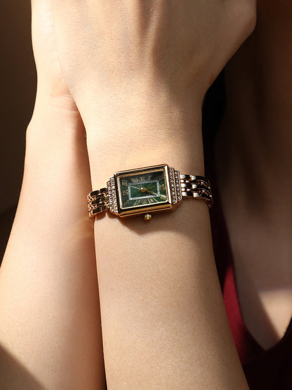 The Victoria Roman Rectangular Watch - California Gold