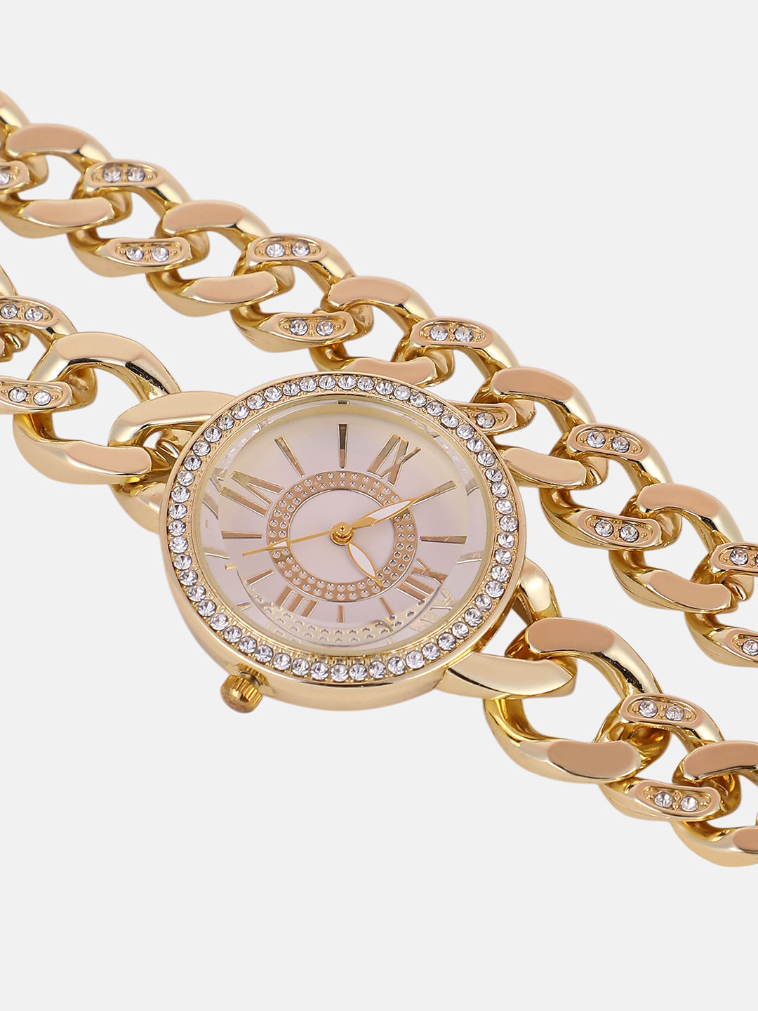 The Dual-Chainlink Roman Round Watch - California Gold