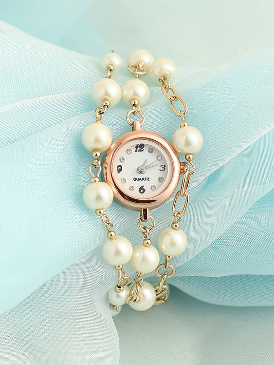 The Snowball Round Watch - Pearl White