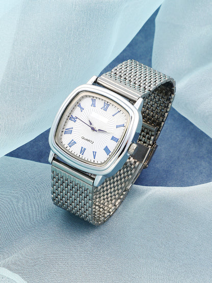 The Pavement Square Watch - Metallic Silver