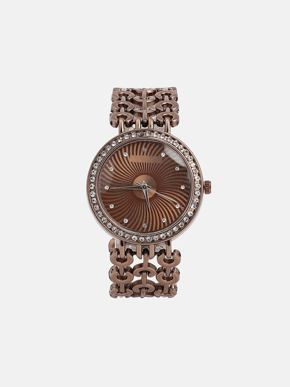 The Chainlink Round Watch - Taupe Brown