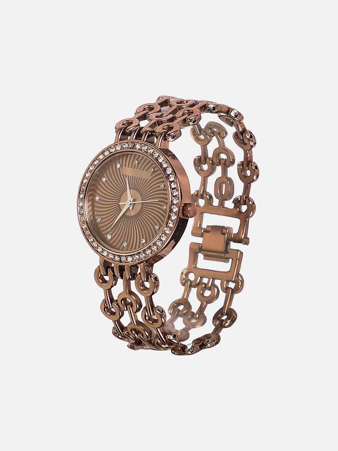 The Chainlink Round Watch - Taupe Brown
