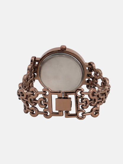 The Chainlink Round Watch - Taupe Brown