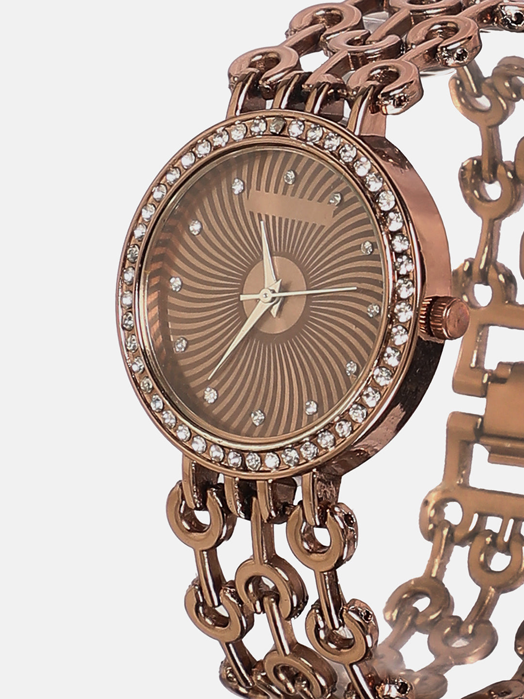 The Chainlink Round Watch - Taupe Brown