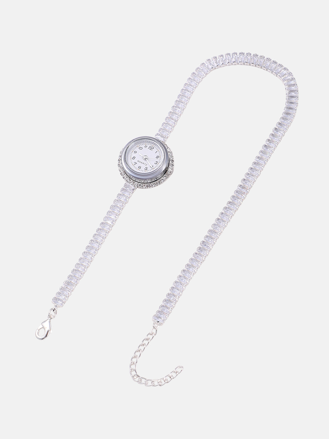 The Crystalized Wrap Round Watch  - Metallic Silver